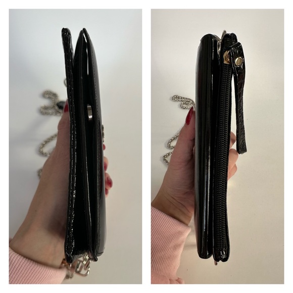 💯 CHANEL CC Black Patent Leather Wallet on Chain w/ auth cert - Picture 8 of 14